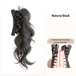 Synthetic Fiber Long Wavy Ponytail Hairpiece Clip In Hair Extension with Bow Easy Wear Volume Hairpiece Natural Look