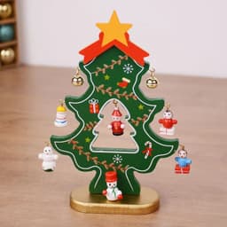 2025 Christmas Tree Children's Handmade DIY Stereo Wooden Christmas Tree Scene Layout Decorations Ornaments (Pendant randomly)