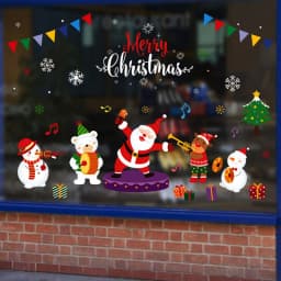 Christmas Window Stickers Ornaments Merry Christmas Decorations 2023 for Home Wall Sticker Decals New Year Decor Noel Stickers
