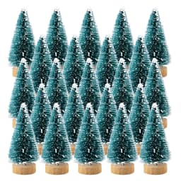 30PCS Mini Decorative Christmas Tree DIY Mini Artificial Christmas Tree Santa Claus Snow Home Decor Desktop Decoration