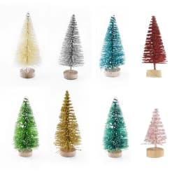 30PCS Mini Decorative Christmas Tree DIY Mini Artificial Christmas Tree Santa Claus Snow Home Decor Desktop Decoration