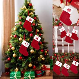 Christmas Letter Knitting Socks Snowflake Stocking 2025 Christmas Decoration for Home Xmas Tree Ornament Gift Navidad Natal 2026