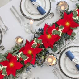 2/3/4m Christmas Poinsettia Garland Artificial Flower Xmas String Light Indoor/Outdoor Holiday Decor Christmas 2023 Navidad Noel