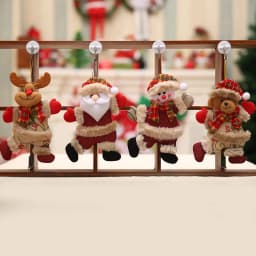 40PCS Christmas Tree Accessories Christmas Small Doll Dancing Old Man Snowman Deer Bear Fabric Puppet Small Hanging Gifts