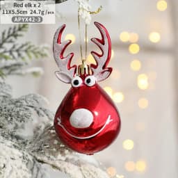 2pcs Christmas Tree Ornaments Snowman Crutch Elk Xmas Tree Pendant Christmas Decoration for Home New Year Gifts 2023 Kids Toys
