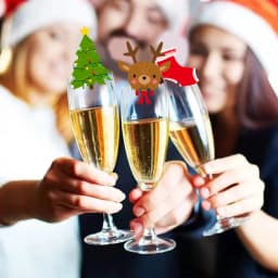 100pcs Christmas Wine Glass Decoration Santa Hat Xmas Tree Snowman Cup Card Home Table Place Decor Navidad New Year Party Supply