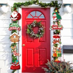 Merry Christmas Door Hanging Banner Santa Claus Snowman Elk Couplet Navidad Party Door Decorations Xmas Home Ornaments Noel 2023
