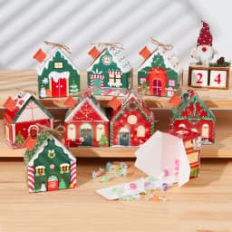 6/28PCS Christmas Paper House Shape Pendants Xmas Tree Christmas Decorations For Home 2024 Navidad Natal New Year Gifts 2025