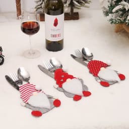4pcs Gnome Christmas Cutlery Holder Knife Fork Pocket Bags Santa Claus New Year Party Dinner Decoration Xmas Tableware Cover