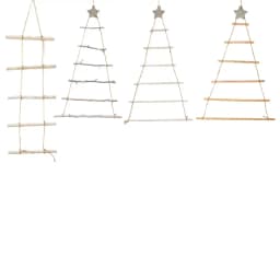 Christmas Tree Crafts Wall Hanging DIY Shabby Jute String Wooden Ladder Chic for Xmas Holiday Garden Favor Decoration
