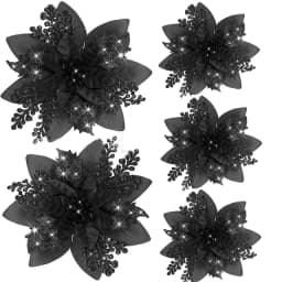 Glitter Pink Christmas Flowers Xmas Tree 14cm Artifical Flower Ornaments 2023 Merry Christmas Decoration For Home New Year