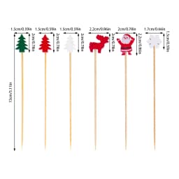 50/100pcs Christmas Fruit Food Sticks Santa Claus Snowflake Snowman Cocktail Toothpick Cupcake Topper Christmas Party Decoration