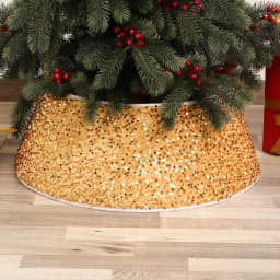 15 inch 38 cm Plush Christmas Tree Skirt White Faux Fur Xmas Trees Sequin Carpet Mat Small Skirts Home Party Decorations