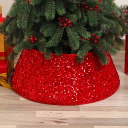 15 inch 38 cm Plush Christmas Tree Skirt White Faux Fur Xmas Trees Sequin Carpet Mat Small Skirts Home Party Decorations
