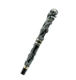 Jinhao Metal Vintage Rollerball Pen Skull Skeleton Unique Pen Cap Fine Point 0.5mm Heavy Collection Ancient Gray Office Gift Pen