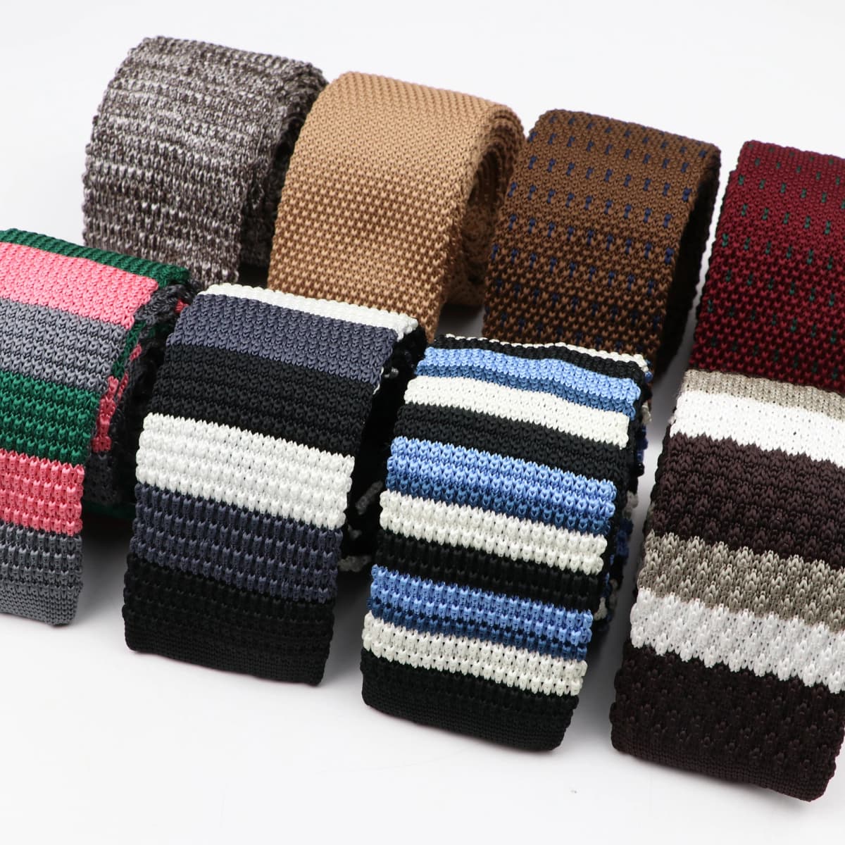 Fashion Men's Colourful Knitted Necktie Narrow 6CM Classic Woven Cravate Trendy Striped Skinny Ties For Dinner party Daily Wear