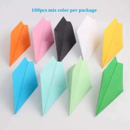100Pcs 5.9" Premade Rainbow Origami Paper Airplane Folded Origami Planes for Kids Party Supplies Plane Theme Birthday Decor