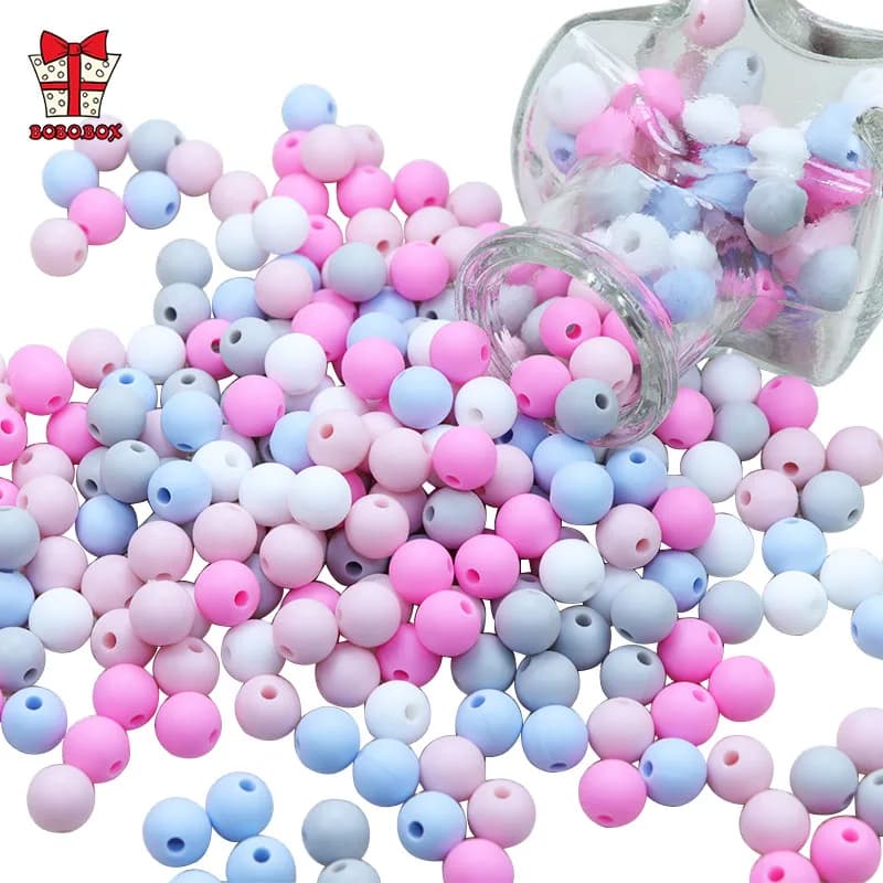 BOBO.BOX 20Pcs Silicone Beads 9MM Round Beads DIY Baby Pacifier Chain Pendant BPA Free Eco-friendly Baby Teether Toy Accessories
