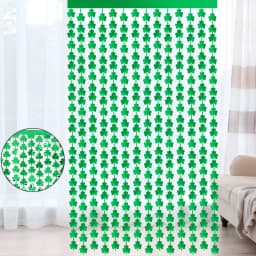 1*2M New Clover Tinsel Curtain Rain For Photo St. Patrick's Day Decoration Irish Festival Decor Green Backdrop Curtain Photozone