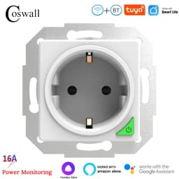 Coswall Tuya / Smart Life Wifi Voice Control IP66 Waterproof EU Socket Timer Switch Programmable Work With Alexa Google Home