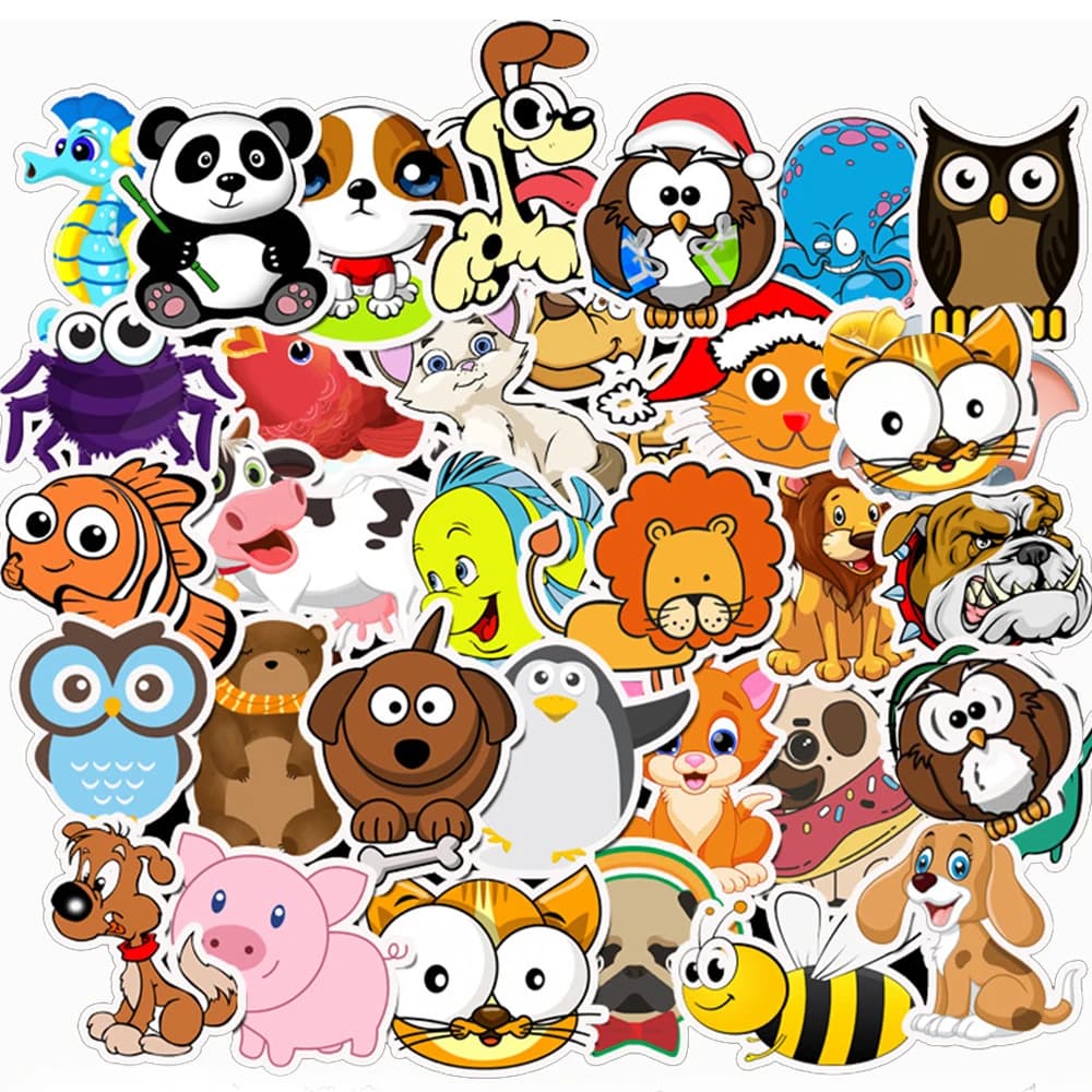 10/30/50PCS Cartoon Animals Stickers Laptop Guitar Luggage Fridge Phone Bike Waterproof Graffiti Sticker Decal Kid Classic Toys