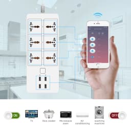 WIFI Smart Power Strip Universal with 5V3.1A Alexa Google Home Bluetooth Control Multi Plug 6AC 4USB Voice Control UK/EU/US/AU