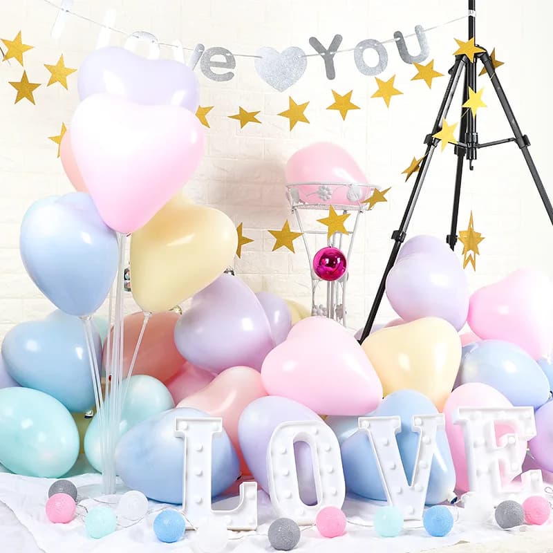 10pcs 10 inch 2.2g Macaron Love Balloons Wedding Valentine's Day Party Decoration Round heart-shaped latex balloons