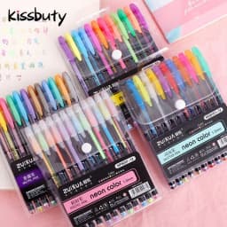 12/18/24 Colors Gel Pen Set Pastel Metallic Neon Glitter Pens For Adult Coloring Book Journals Drawing Doodling Art Markers