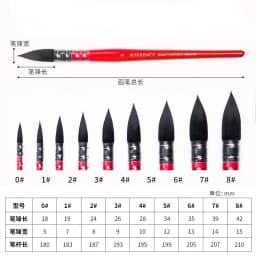 1pcs Squirrel Hair Red Black Round Head Pointed Mop Brush Watercolor Pen Gouache Brush Art Hook Line Pen Multiple Models