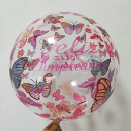 20 Inch Butterfly Printed BoBo Balloons Happy Birthday Transparent Bubble Balloon Birthday Party Baby Shower Wedding Decorations