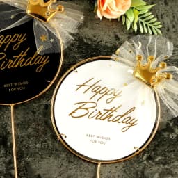 1Set Butterfly Paper Cake Topper Artificial Flower Head Happy Birthday Baby Shower Wedding Party Decor DIY Gift Baking Supplies