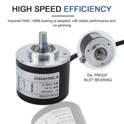 Cloweit 50mm Incremental Rotary Encoder 8mm Shaft Photoelectric Optical Switch AB 2 Phases 10-1024-3600 PPR 5-24VDC