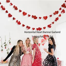 Glitter Red Wedding Decoration Heart Banner Garlands Hanging Streamers for Anniversary Engagement Bridal Shower Birthday Party