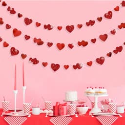 Glitter Red Wedding Decoration Heart Banner Garlands Hanging Streamers for Anniversary Engagement Bridal Shower Birthday Party