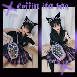 Gothic Punk Coffin Shape Ita Bag Women Clear Backpacks Dark Lolita Handbag and Shoulder Bag Girls Cosplay Designer 2 Insert