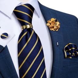 Handmade Paisley Floral Royal Blue Men's Neck Tie Classic 8cm Width Woven Jacquard Tie With Pocket Square Cufflinks Brooch