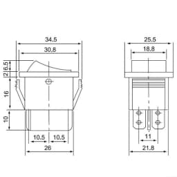 KCD4 4/6 Pin Black Rocker Switch ON-OFF-ON 2/3 Position 16A 250VAC/ 20A 125VAC Self-reset/MomentaryPower Switch
