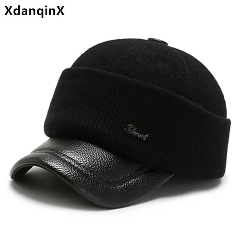 New Winter Baseball Caps Thick Warm Earmuffs Hat Novelty Foldable Woolen Cap Men's Cap 모자 кепка casquette gorras hombre
