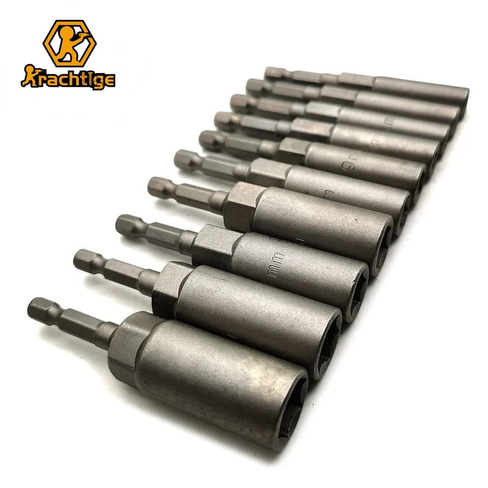 10Pcs 5.5mm-14mm Hex Socket Sleeve Nozzles Nut Driver Set for Power Drills Impact Drivers Power Screwdriver Handle Tools