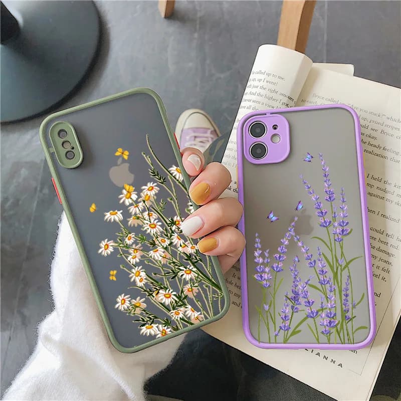 Butterfly Lavender Higan Flower Phone Case For iPhone 16 Plus 12 13 Mini 17 11 15 14 Pro Max X XR XS Max Shockproof Shell Cover