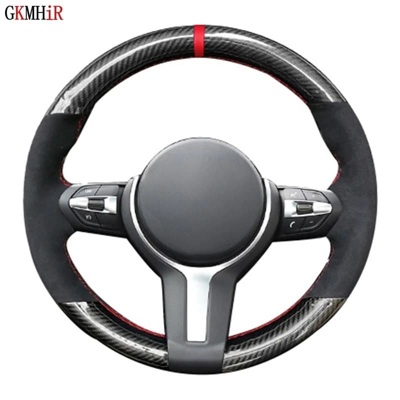 Black Carbon Fiber Suede DIY Car Steering Wheel Cover For BMW M Sport F30 F31 F34 F10 F11 F07 X1 X2 X3 F25 F32 F33 F36 F48 F39