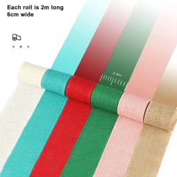 2Meter Colorful Jute Burlap Hessian Ribbon Rolls Colored Burlap Ribbon Natural DIY Crafts Hessian Ribbon Christmas Gift Wrapping