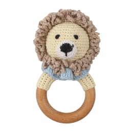 Baby Rattles DIY Crochet Cartoon Lion Fox Doll Hand Bell Carved Wooden Ring Teething Toys Newborn Molar Teether Educational Toy
