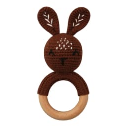 Baby Rattles DIY Crochet Cartoon Lion Fox Doll Hand Bell Carved Wooden Ring Teething Toys Newborn Molar Teether Educational Toy