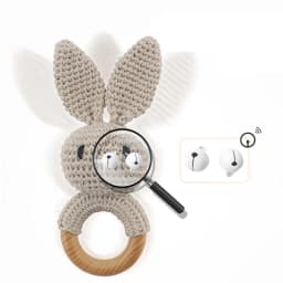Baby Rattles DIY Crochet Cartoon Lion Fox Doll Hand Bell Carved Wooden Ring Teething Toys Newborn Molar Teether Educational Toy