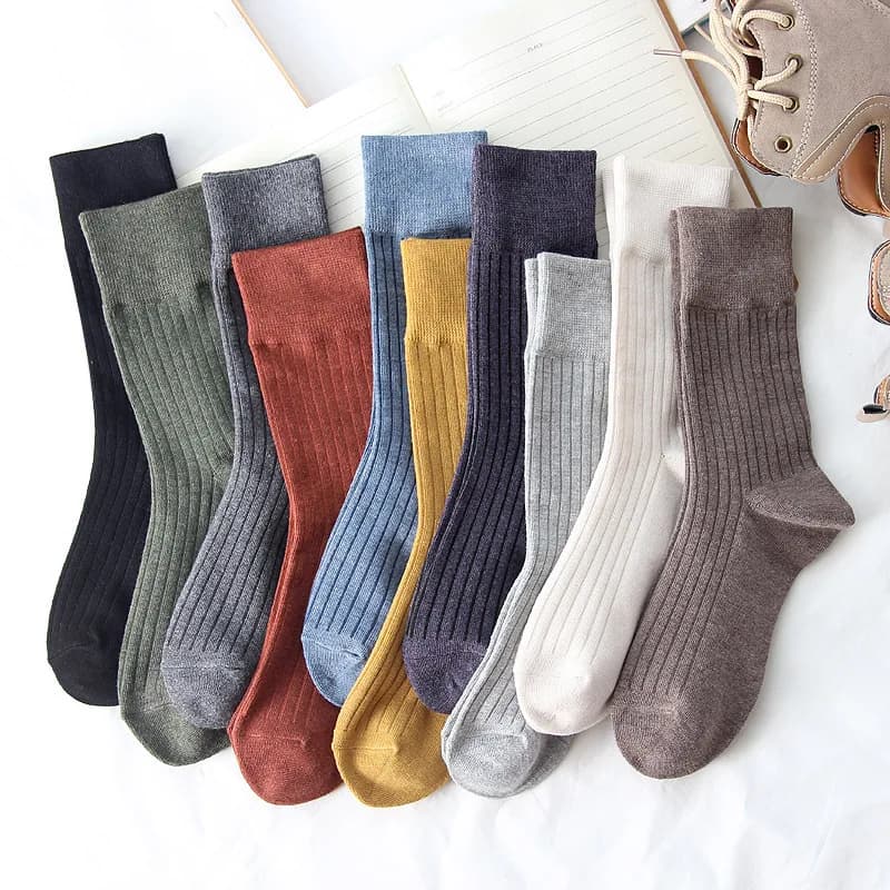 Cotton Knitted Women Socks Casual Solid Color Japanese Style Cute Long Socks Women Female Ladies Harajuku Streetwear Crew Socks
