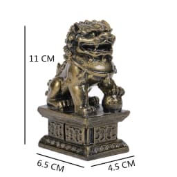 2Pcs Chinese Lions Buddha Statues Bronze Ornaments Man-made Jade Stone Fu Foo Dogs Sculpture Figurines Statues Home Decoration