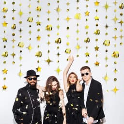 Gold 40th Birthday Banner Decorations Number 40 Circle Dot Twinkle Star Garlands Hanging Backdrop for 40 Year Old Birthday Party