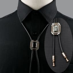 Round New Trendy Bolo Tie Popular Western Cowboy Star Men Women Necklaces Dance Necktie Retro Shirt Imitation Obsidian Pendant