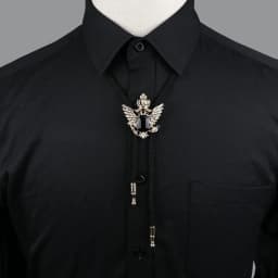 Round New Trendy Bolo Tie Popular Western Cowboy Star Men Women Necklaces Dance Necktie Retro Shirt Imitation Obsidian Pendant